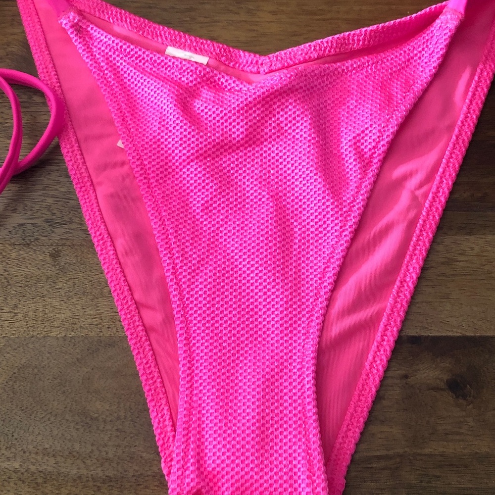 aerie Hot Pink Textured Bikini Bottom